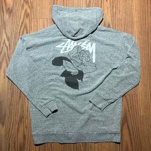 Vintage Stussy Rose Hoodie Gray Size S